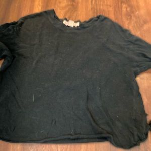 Black crop top with roses on the sleeve